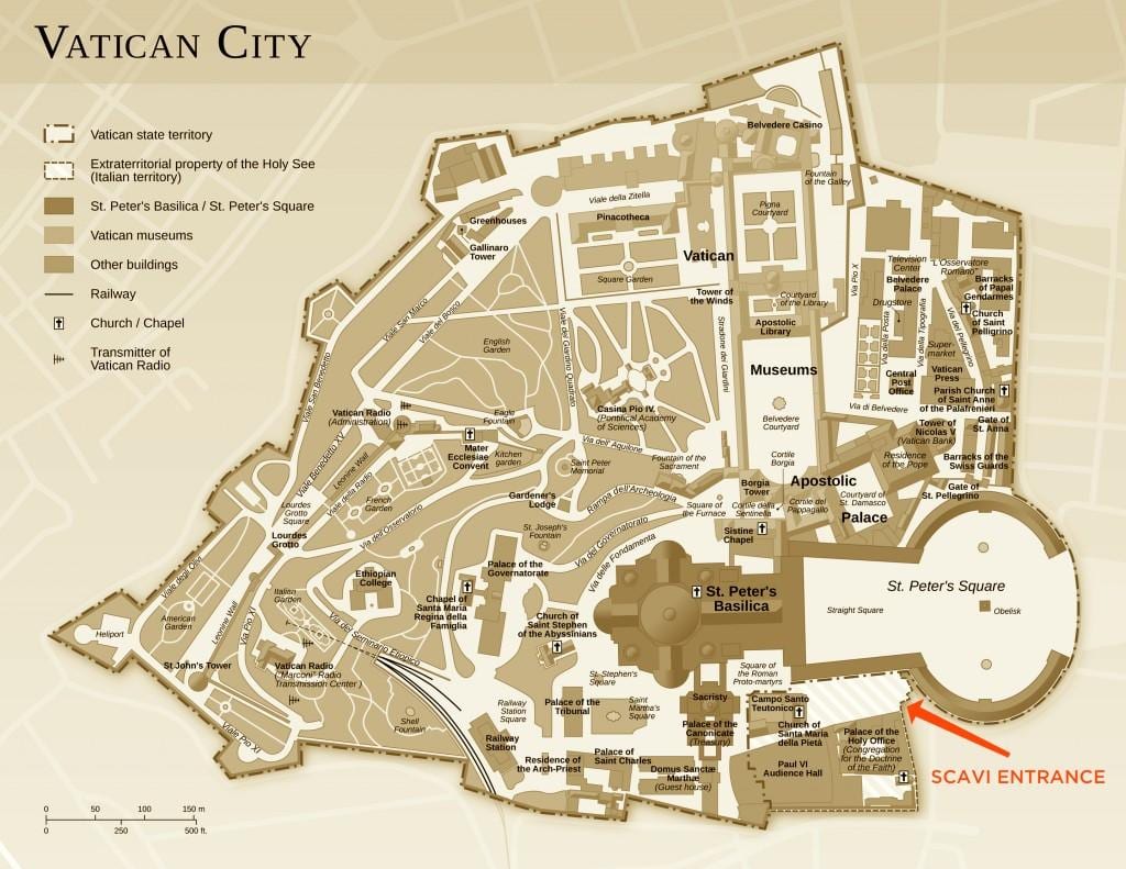 Carte du bureau des fouilles de la cité du Vatican