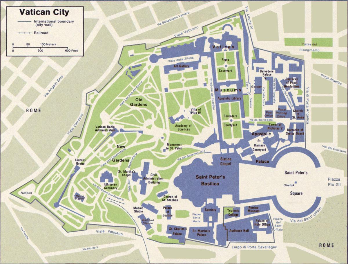 carte de la cité du Vatican et ses environs