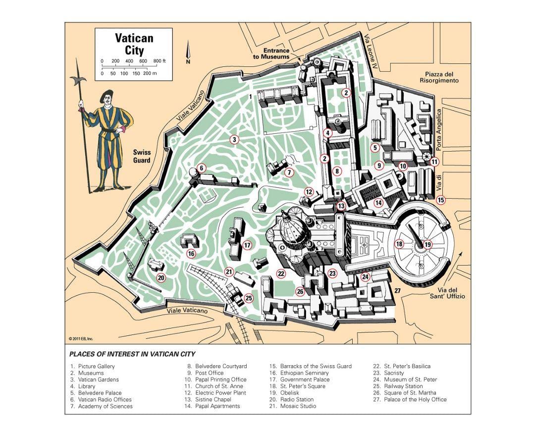 carte des musées du Vatican disposition